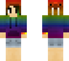 me w/ rainbow walrus hoodie slim
