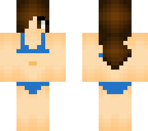 brunette in blue bikini