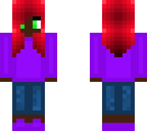 red-haired girl with purple shirt & jeans