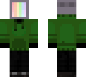 computer head - green hood
