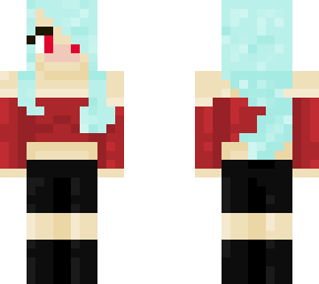 cute girl- blue hair- red costum
