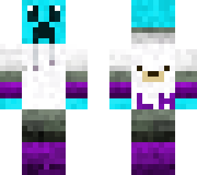 cyan creeper with headphones and hoodie