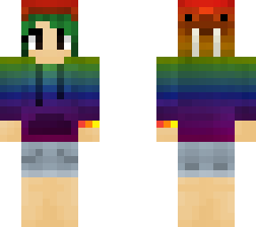 me w/ rainbow walrus hoodie slim v2 3d pocket