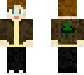 my skin with yellow shirt jaket with a turtle on back