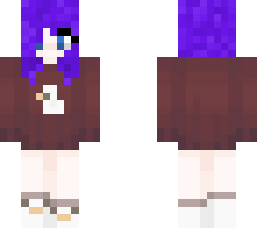 purple haired girl in duck shirt