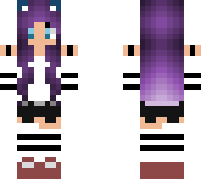 cat girl with dark purple curly hair