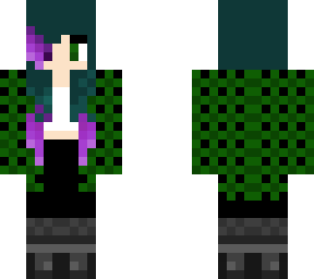 female with blue to purple hair