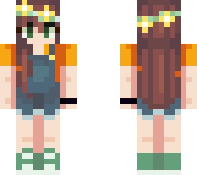 flower crown girl with overall