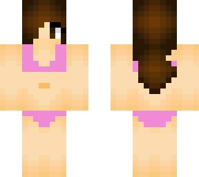 brunette in purple bikini