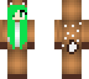 deer onesie w/ bright green hair :)