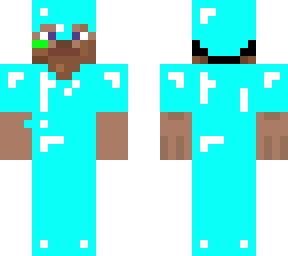 dimond armor with neon green headphones  copyed by iron steve