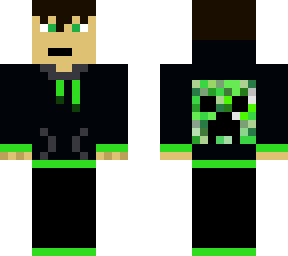 green and black boy character with creeper back