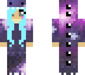 onesie dino girl galaxy with teal hair and slim