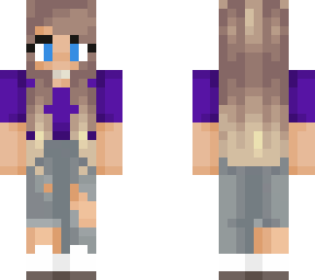 purple shirt & ripped jeans