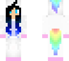 blue & black haired girl with unicorn onsie