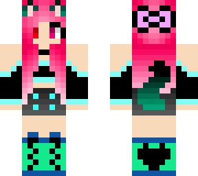 evil side of the pink haired turquiose fox girl