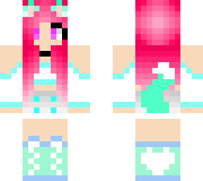 pink haired turquiose fox girl