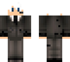 white hair suit