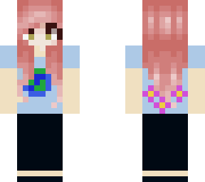 girl with pink hair and earth shirt