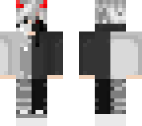 half balck half white with red horns