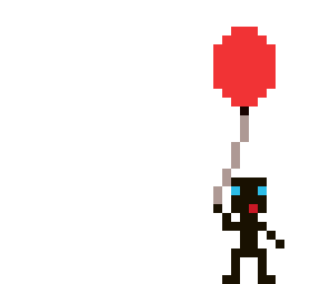 tiny man with a balloon