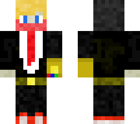 blonde boy in suit with infinity gauntlet