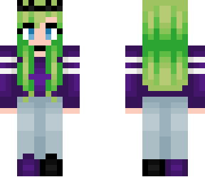 alien green hair - grape purple sweater