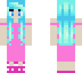 girl with blue hair and bunny slippers