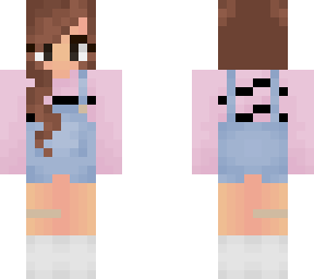 overalls + pink striped sweater