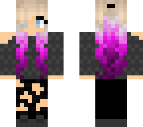 sweater, jeans, & purple hair