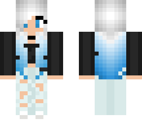 white haired with blue tips tomboy