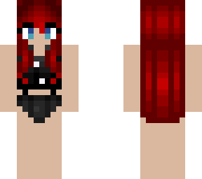 black swimsuit - hot redhead