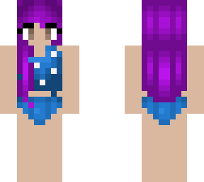 blue swimsuit - purple hair