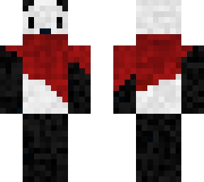 a panda with a red scarf