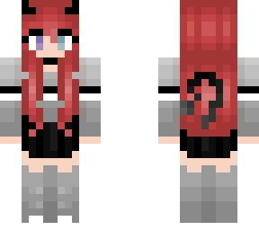 the cozy devil - redhead w/ horns - gray outfit w/ skirt