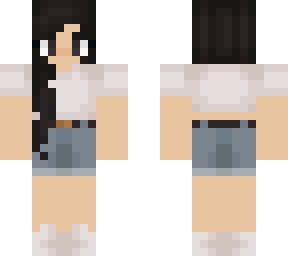 black hair w/ jean skirt