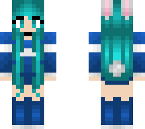 blue bunny outfit - cyan hair