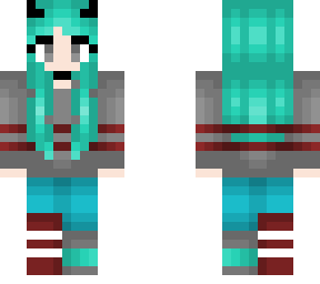 cute and crazy - cyan hair - gray sweater