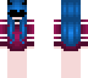 dark tulip pink w/ stripes - sky blue hair - mask and horns