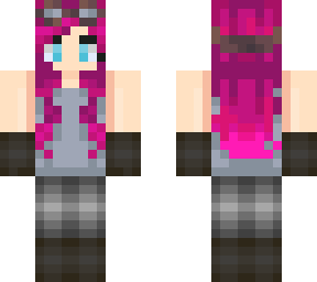 miner girl 2.0 with pink hair and blue eyes
