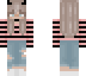 pink stripe cute aesthestic girl (recolor to black)