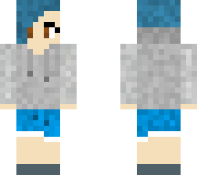 short blue hair with hoodie