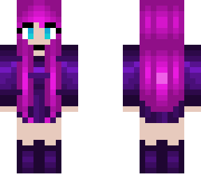 dark purple woolen dress - long magenta hair