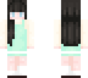 mint pinafore over beige undershirt