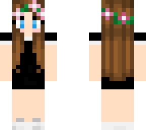 black dress girl with pink flower crown
