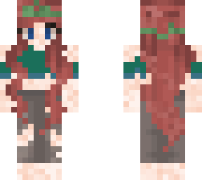 cute & detailed auburn haired girl - ripped jeans, green crop top, hair vine