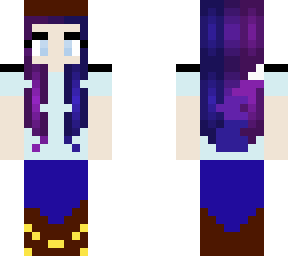 galaxy haired ice blue eyed girl with tail and cowgirl boots and a hairband