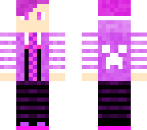 pink hair/ hoodie boy with stripes