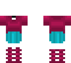 wine red tshirt outfit - cyan skirt - ob