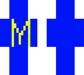 yellow m on blue backround